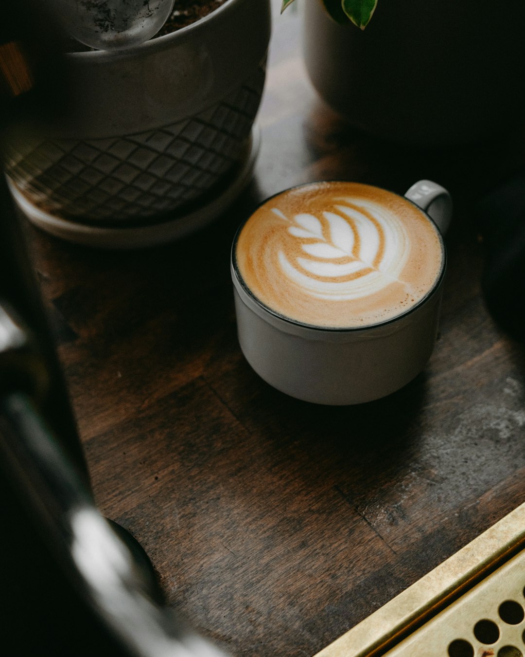 about-01 Latte with latte art at a trendy local coffee shop in Indianapolis